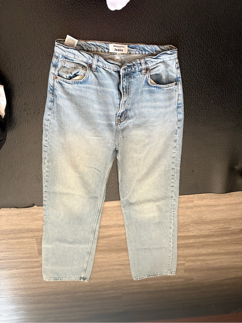 Reformation Light Wash Abby high rise straight jeans